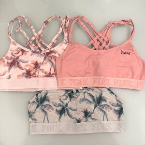 NWOT Victoria’s Secret PINK Cotton Strappy Bralette/Lounge Bras (lot of 3)
